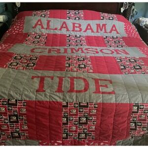 ALABAMA CRIMSON TIDE QUILT/BEDSPREAD KING HANDMADE 108" x 106" OVERSIZED- COTTON